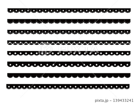 かわいい星のレースのライン素材　star lace vector illustration set 139433241