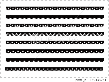 かわいい星のレースのライン素材　star lace vector illustration set 139433241