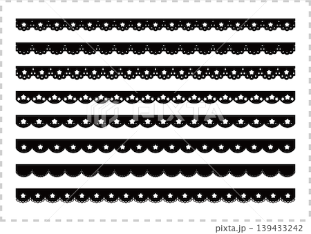 かわいい星のレースのライン素材 star lace vector illustration set かわいい星のレースのライン素材 star lace vector illustration set 139433242