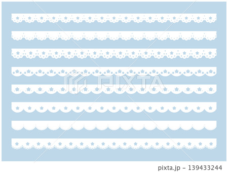 かわいい星のレースのライン素材　star lace vector illustration set 139433244