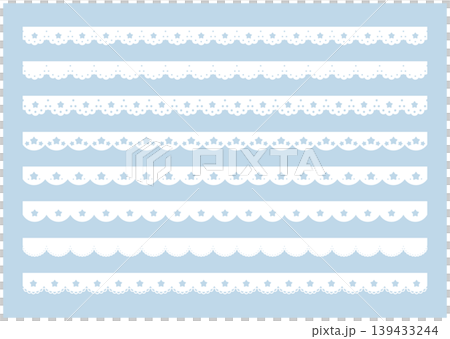 かわいい星のレースのライン素材　star lace vector illustration set 139433244