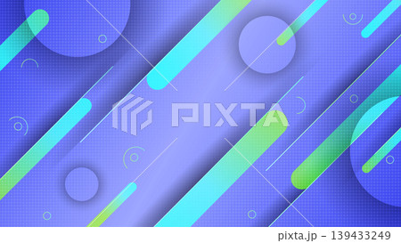 Abstract geometric vector background with diagonal green stripes and purple circles 139433249