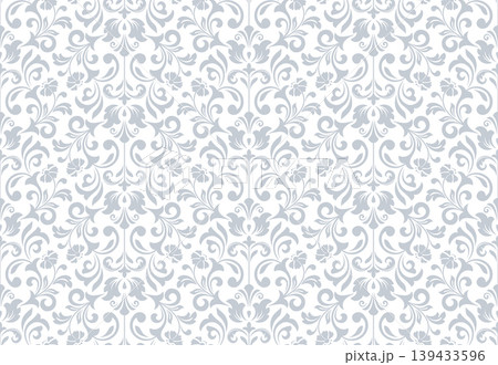 Floral pattern. Seamless vector background. Vintage wallpaper in the Baroque style. White and gray ornament for fabric, wallpaper, packaging. Ornate Damask flower illustration 139433596