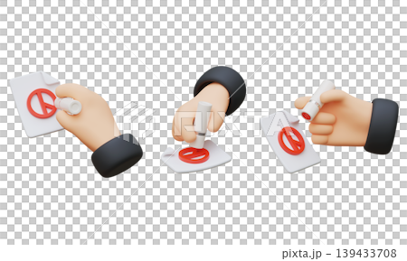 3D Hand Stamping on Ballot Paper for Election, Democracy Voting Concept with Red Icon Render 139433708