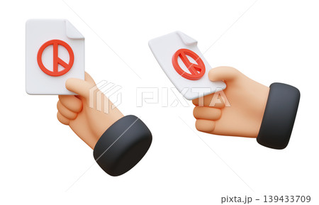 3D Cartoon Hand Holding Ballot Paper with Red Voting Stamp Icon, Election and Democracy Concept 139433709
