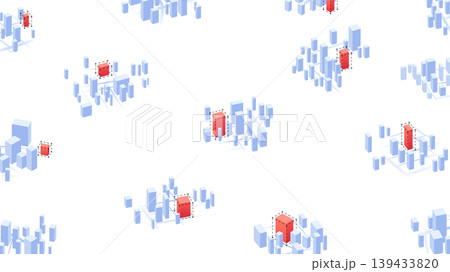 Old buildings modernization, building up service, construction modernization solutions concept. Red highlighted commercial buildings office skyscrapers. Vector illustration isolated on white Old buildings modernization, building up service, construction modernization solutions concept. Red highlighted commercial buildings office skyscrapers. Vector illustration isolated on white 139433820