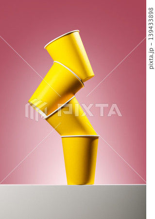 Yellow paper coffee cups for free promo Yellow paper coffee cups for free promo 139433898