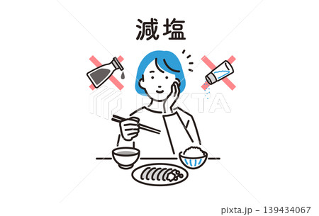 減塩を心がける女性 減塩を心がける女性 139434067