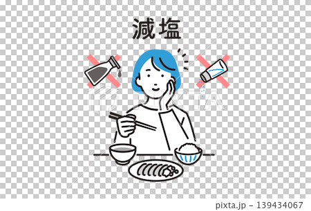 減塩を心がける女性 減塩を心がける女性 139434067