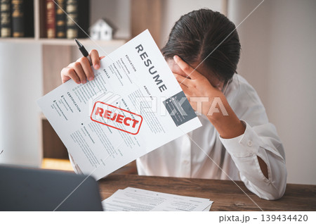 young woman applicant got stressed due to rejected from job application young woman applicant got stressed due to rejected from job application 139434420