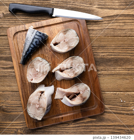 Raw mackerel fish steaks Raw mackerel fish steaks 139434620