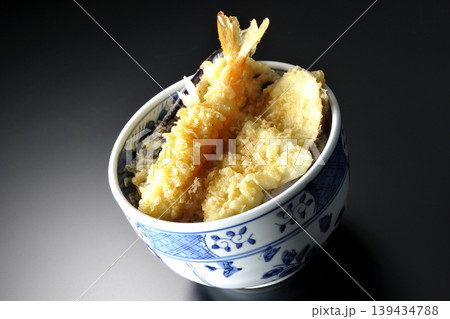 天丼を黒背景で単品撮影 139434788