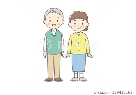 高齢者の夫婦の全身イラスト 高齢者の夫婦の全身イラスト 139435162
