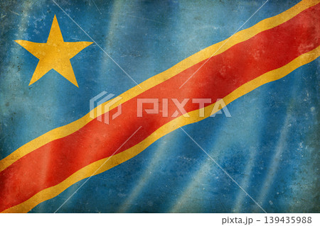 Old vintage flag of Democratic Republic of the Congo, worn and stained Old vintage flag of Democratic Republic of the Congo, worn and stained 139435988