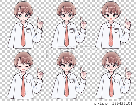 Male middle school student facial expression set B Male middle school student facial expression set B 139436101