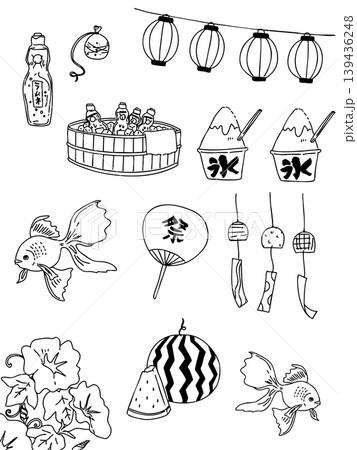 夏祭りの小物アイコンセット・線画アイコン・お祭り・手書きアイコン 夏祭りの小物アイコンセット・線画アイコン・お祭り・手書きアイコン 139436248