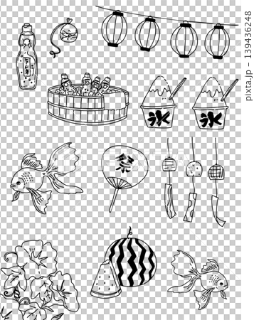 夏祭りの小物アイコンセット・線画アイコン・お祭り・手書きアイコン 夏祭りの小物アイコンセット・線画アイコン・お祭り・手書きアイコン 139436248