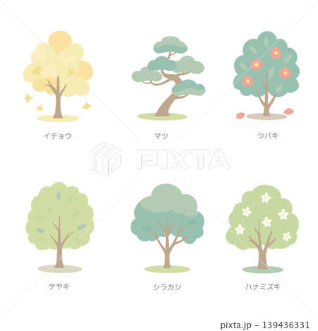 日本の樹木イラストセット 日本の樹木イラストセット 139436331