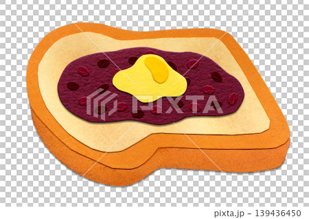 あんバタートーストの貼り絵イラスト シンプルな単体素材 139436450