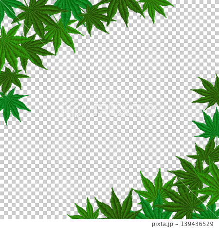 [Blue Maple Leaf Frame] Hand-embroidered illustration material 139436529