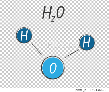 Molecula schem of water, H2O chemical formula and molecular structure vector illustration for school nature saince design vector isolated on white 139436620