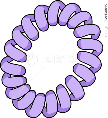 Cute Pastel Spiral Hair Ties Illustration, Colorful Plastic Coil Hair Bands Vector, Minimalist Fashion Accessory Design Element	 139436645