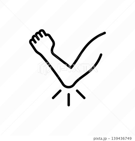 Elbow pain, arthritis symptom thin line icon. Joint inflammation. Elbow pain, arthritis symptom thin line icon. Joint inflammation. 139436749