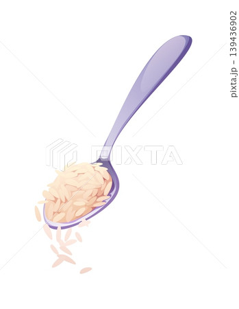 Adding coconut flakes with spoon food kitchen utensil ingredient. Cartoon vector cooking process recipe step with white grains or sprinkles for dessert. Cuisine meal preparation, scoop of raw garnish Adding coconut flakes with spoon food kitchen utensil ingredient. Cartoon vector cooking process recipe step with white grains or sprinkles for dessert. Cuisine meal preparation, scoop of raw garnish 139436902