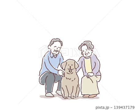 高齢夫婦、シニア夫婦と大型犬 高齢夫婦、シニア夫婦と大型犬 139437179