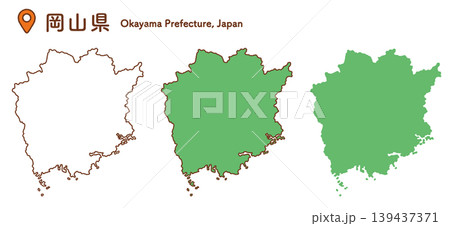 岡山県の地図イラストセット|日本地図・都道府県・中国地方 岡山県の地図イラストセット|日本地図・都道府県・中国地方 139437371