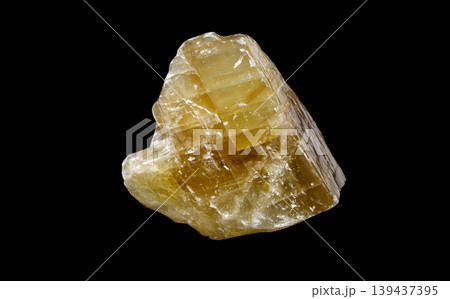 Golden Gemstone Texture: Yellow Calcite Isolated on Black Background Golden Gemstone Texture: Yellow Calcite Isolated on Black Background 139437395