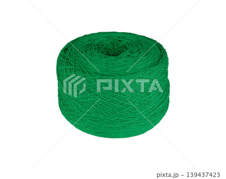 Rich Green Yarn Ball on White Background Rich Green Yarn Ball on White Background 139437423