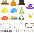 帽子やシルクハットと吹き出しのかわいい手描きイラスト素材 139437425
