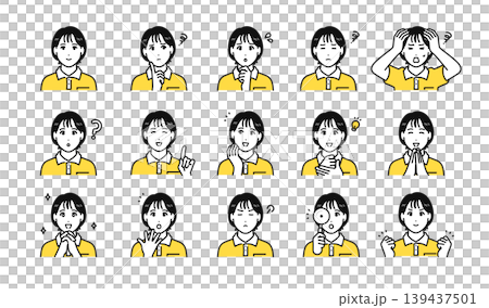 Polo衫,年輕女子,工作人員,各種面部表情,場景 Polo衫,年輕女子,工作人員,各種面部表情,場景 139437501