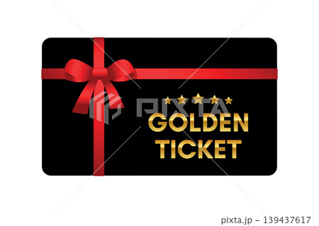golden ticket vip card with red bow isolated vector illustration golden ticket vip card with red bow isolated vector illustration 139437617