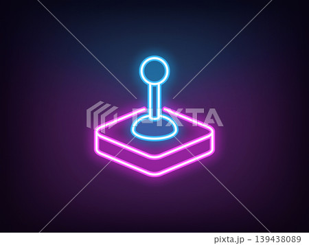 Outline neon control joystick, magenta blue. Neon arcade joystick, game joypad, control lever. Gaming stick handle, retro controller, vintage control console, manipulator handle. Vector Outline neon control joystick, magenta blue. Neon arcade joystick, game joypad, control lever. Gaming stick handle, retro controller, vintage control console, manipulator handle. Vector 139438089