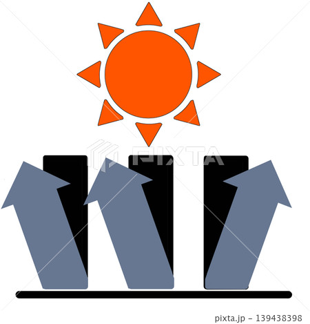 UVカットを表す太陽と上向き矢印のアイコン UVカットを表す太陽と上向き矢印のアイコン 139438398