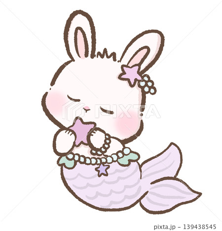 Cute sleeping bunny mermaid holding starfish clipart pastel ocean fantasy character dreamy underwater kawaii nursery illustration Cute sleeping bunny mermaid holding starfish clipart pastel ocean fantasy character dreamy underwater kawaii nursery illustration 139438545
