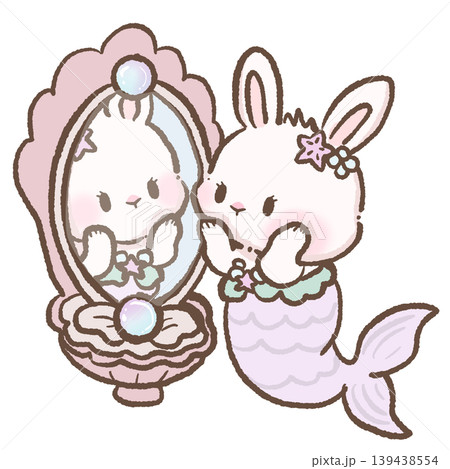 Cute bunny mermaid beside pearl mirror clipart pastel underwater fantasy ocean princess kawaii nursery illustration Cute bunny mermaid beside pearl mirror clipart pastel underwater fantasy ocean princess kawaii nursery illustration 139438554