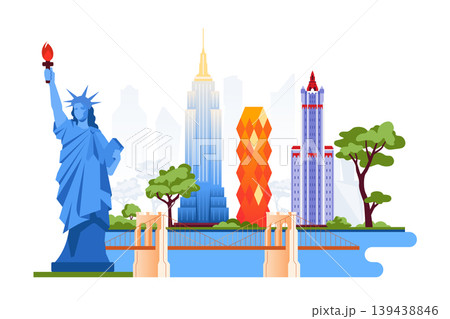 American Landmarks - Colorful Flat Design Illustration 139438846
