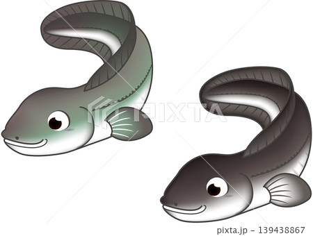 かわいい魚イラスト 「ウナギ」 ベクター形式 白背景(pngは背景透過)・単体 かわいい魚イラスト 「ウナギ」 ベクター形式 白背景(pngは背景透過)・単体 139438867