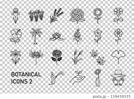 Set of 22 plant-themed line icons Set of 22 plant-themed line icons 139439335