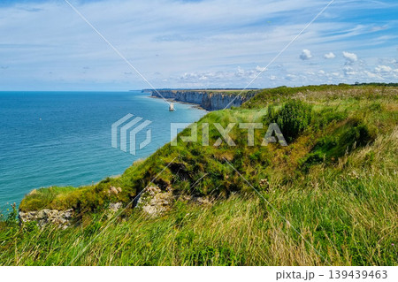 Scenic Coastal Landscape with Cliffs and Ocean View on a Clear Day Scenic Coastal Landscape with Cliffs and Ocean View on a Clear Day 139439463