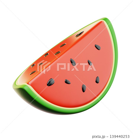 3D Icon Summer. watermelon slices. Isolated on transparent background. 3D illustration. High resolution 139440253