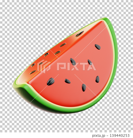3D Icon Summer. watermelon slices. Isolated on transparent background. 3D illustration. High resolution 139440253
