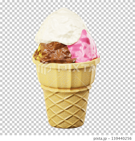 3D Icon Summer. ice cream cone. Isolated on transparent background. 3D illustration. High resolution 3D Icon Summer. ice cream cone. Isolated on transparent background. 3D illustration. High resolution 139440256