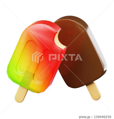 3D Icon Summer. ice cream. Isolated on transparent background. 3D illustration. High resolution 3D Icon Summer. ice cream. Isolated on transparent background. 3D illustration. High resolution 139440258