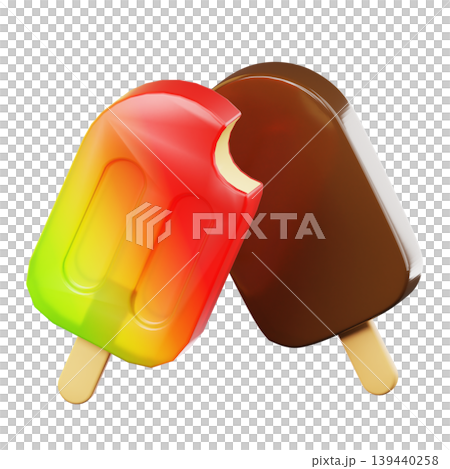 3D Icon Summer. ice cream. Isolated on transparent background. 3D illustration. High resolution 3D Icon Summer. ice cream. Isolated on transparent background. 3D illustration. High resolution 139440258