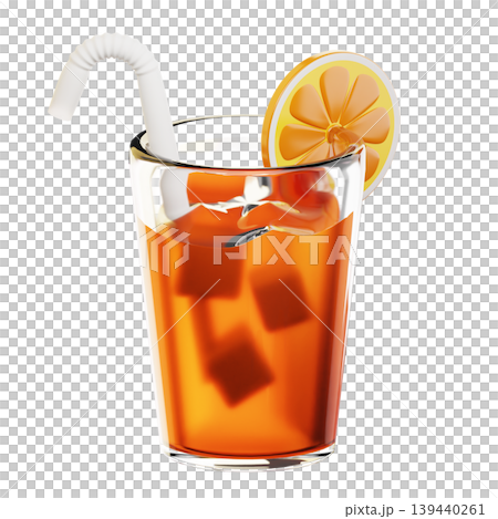 3D Icon Summer. iced tea. Isolated on transparent background. 3D illustration. High resolution 3D Icon Summer. iced tea. Isolated on transparent background. 3D illustration. High resolution 139440261