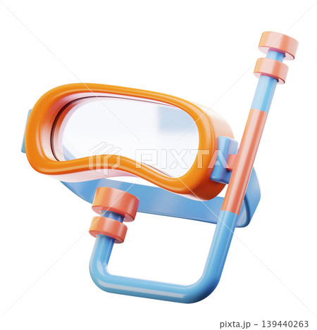 3D Icon Summer. diving goggles. Isolated on transparent background. 3D illustration. High resolution 3D Icon Summer. diving goggles. Isolated on transparent background. 3D illustration. High resolution 139440263
